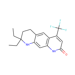 CCC1(CC)CCc2cc3c(C(F)(F)F)cc(=O)[nH]c3cc2N1 ZINC000013778346