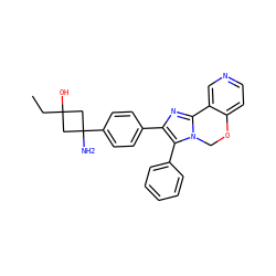 CCC1(O)CC(N)(c2ccc(-c3nc4n(c3-c3ccccc3)COc3ccncc3-4)cc2)C1 ZINC000169703883