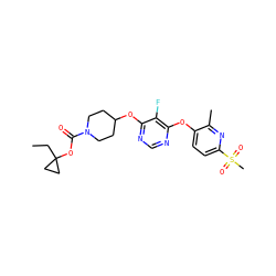 CCC1(OC(=O)N2CCC(Oc3ncnc(Oc4ccc(S(C)(=O)=O)nc4C)c3F)CC2)CC1 ZINC000299832629