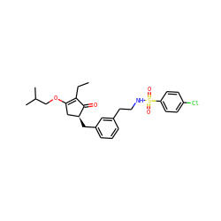 CCC1=C(OCC(C)C)C[C@H](Cc2cccc(CCNS(=O)(=O)c3ccc(Cl)cc3)c2)C1=O ZINC000072117114