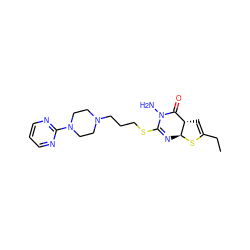 CCC1=C[C@H]2C(=O)N(N)C(SCCCN3CCN(c4ncccn4)CC3)=N[C@@H]2S1 ZINC000040933624