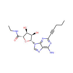 CCCC#Cc1nc(N)c2ncn([C@@H]3O[C@H](C(=O)NCC)[C@@H](O)[C@H]3O)c2n1 ZINC000012405403