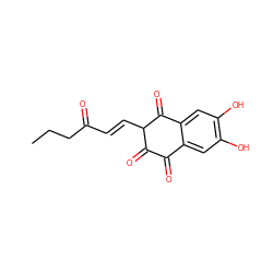 CCCC(=O)/C=C/C1C(=O)C(=O)c2cc(O)c(O)cc2C1=O ZINC000049677721