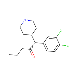 CCCC(=O)[C@@H](c1ccc(Cl)c(Cl)c1)C1CCNCC1 ZINC000096914804