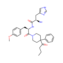 CCCC(=O)C1(c2ccccc2)CCN(C(=O)[C@@H](Cc2ccc(OC)cc2)NC(=O)[C@H](N)Cc2c[nH]cn2)CC1 ZINC000036286091