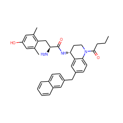 CCCC(=O)N1CC[C@@H](NC(=O)[C@@H](N)Cc2c(C)cc(O)cc2C)c2cc(Cc3ccc4ccccc4c3)ccc21 ZINC000653884669