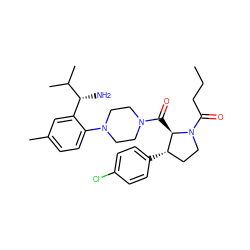 CCCC(=O)N1CC[C@H](c2ccc(Cl)cc2)[C@H]1C(=O)N1CCN(c2ccc(C)cc2[C@@H](N)C(C)C)CC1 ZINC000029041181