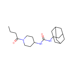 CCCC(=O)N1CCC(NC(=O)NC23CC4CC(CC(C4)C2)C3)CC1 ZINC000036330649