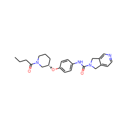 CCCC(=O)N1CCC[C@H](Oc2ccc(NC(=O)N3Cc4ccncc4C3)cc2)C1 ZINC000168089697