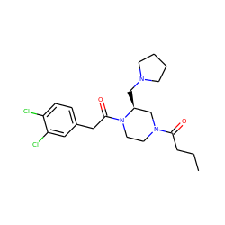 CCCC(=O)N1CCN(C(=O)Cc2ccc(Cl)c(Cl)c2)[C@@H](CN2CCCC2)C1 ZINC000013832111