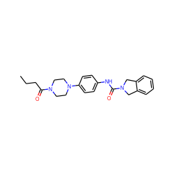 CCCC(=O)N1CCN(c2ccc(NC(=O)N3Cc4ccccc4C3)cc2)CC1 ZINC000167133483