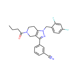 CCCC(=O)N1CCc2c(c(-c3cccc(C#N)c3)nn2Cc2ccc(F)cc2F)C1 ZINC000204905470