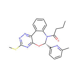 CCCC(=O)N1c2ccccc2-c2nnc(SC)nc2O[C@H]1c1cccc(C)n1 ZINC000000684720