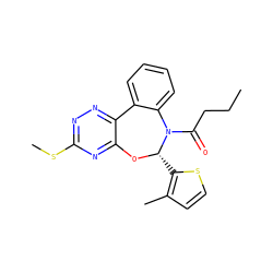 CCCC(=O)N1c2ccccc2-c2nnc(SC)nc2O[C@H]1c1sccc1C ZINC000000684755