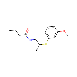 CCCC(=O)NC[C@@H](C)Sc1cccc(OC)c1 ZINC000058576441