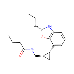 CCCC(=O)NC[C@@H]1C[C@H]1c1cccc2c1O[C@H](CCC)N2 ZINC000028223719