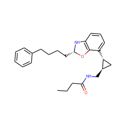 CCCC(=O)NC[C@@H]1C[C@H]1c1cccc2c1O[C@H](CCCCc1ccccc1)N2 ZINC000028223236