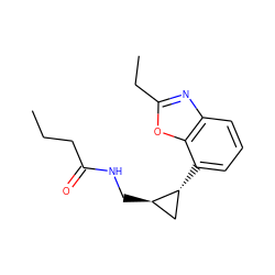 CCCC(=O)NC[C@@H]1C[C@H]1c1cccc2nc(CC)oc12 ZINC000038879563