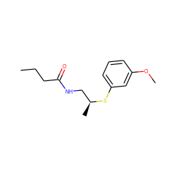 CCCC(=O)NC[C@H](C)Sc1cccc(OC)c1 ZINC000058583684