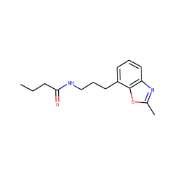 CCCC(=O)NCCCc1cccc2nc(C)oc12 ZINC000027211872