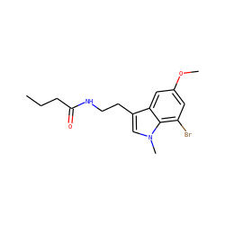 CCCC(=O)NCCc1cn(C)c2c(Br)cc(OC)cc12 ZINC000028815169