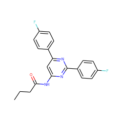 CCCC(=O)Nc1cc(-c2ccc(F)cc2)nc(-c2ccc(F)cc2)n1 ZINC000066100570