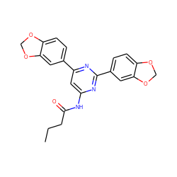 CCCC(=O)Nc1cc(-c2ccc3c(c2)OCO3)nc(-c2ccc3c(c2)OCO3)n1 ZINC000066102746