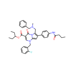 CCCC(=O)Nc1ccc(-c2cc3n(Cc4ccccc4F)cc(C(=O)OC(CC)CC)c(=O)n3c2CN(C)Cc2ccccc2)cc1 ZINC000027329834