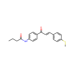 CCCC(=O)Nc1ccc(C(=O)/C=C/c2ccc(SC)cc2)cc1 ZINC000004649228