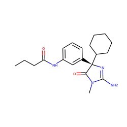 CCCC(=O)Nc1cccc([C@@]2(C3CCCCC3)N=C(N)N(C)C2=O)c1 ZINC000045349086