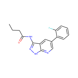 CCCC(=O)Nc1n[nH]c2ncc(-c3ccccc3F)cc12 ZINC000013489644