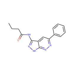 CCCC(=O)Nc1n[nH]c2nnc(-c3ccccc3)cc12 ZINC000013489654