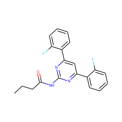 CCCC(=O)Nc1nc(-c2ccccc2F)cc(-c2ccccc2F)n1 ZINC000066112481