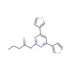 CCCC(=O)Nc1nc(-c2ccsc2)cc(-c2ccsc2)n1 ZINC000066102646