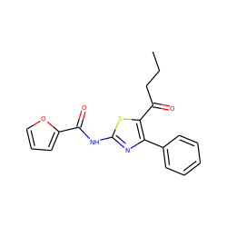 CCCC(=O)c1sc(NC(=O)c2ccco2)nc1-c1ccccc1 ZINC000058582480