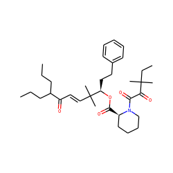 CCCC(CCC)C(=O)/C=C/C(C)(C)[C@@H](CCc1ccccc1)OC(=O)[C@@H]1CCCCN1C(=O)C(=O)C(C)(C)CC ZINC000026964009