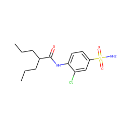 CCCC(CCC)C(=O)Nc1ccc(S(N)(=O)=O)cc1Cl ZINC000013471981
