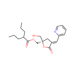 CCCC(CCC)C(=O)OC[C@]1(CO)C/C(=C\c2ccccn2)C(=O)O1 ZINC000040894752