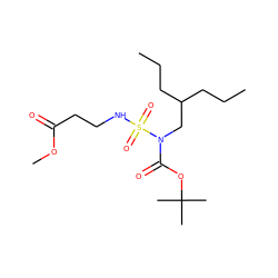 CCCC(CCC)CN(C(=O)OC(C)(C)C)S(=O)(=O)NCCC(=O)OC ZINC000040894148