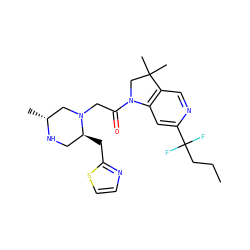 CCCC(F)(F)c1cc2c(cn1)C(C)(C)CN2C(=O)CN1C[C@@H](C)NC[C@@H]1Cc1nccs1 ZINC000219043877