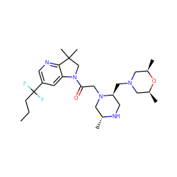 CCCC(F)(F)c1cnc2c(c1)N(C(=O)CN1C[C@@H](C)NC[C@@H]1CN1C[C@H](C)O[C@H](C)C1)CC2(C)C ZINC000205467027