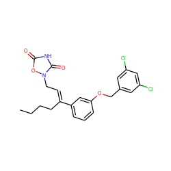 CCCC/C(=C\Cn1oc(=O)[nH]c1=O)c1cccc(OCc2cc(Cl)cc(Cl)c2)c1 ZINC000013558166