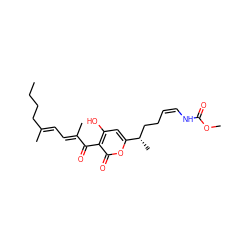 CCCC/C(C)=C/C=C(\C)C(=O)c1c(O)cc([C@@H](C)CC/C=C\NC(=O)OC)oc1=O ZINC000014611918