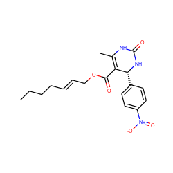 CCCC/C=C/COC(=O)C1=C(C)NC(=O)N[C@@H]1c1ccc([N+](=O)[O-])cc1 ZINC000036185126