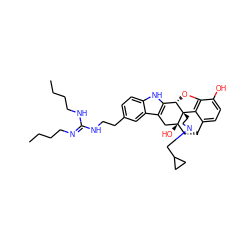 CCCC/N=C(\NCCCC)NCCc1ccc2[nH]c3c(c2c1)C[C@@]1(O)[C@H]2Cc4ccc(O)c5c4[C@@]1(CCN2CC1CC1)[C@H]3O5 ZINC000027630971