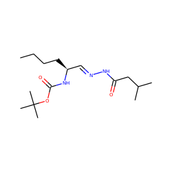 CCCC[C@@H](/C=N/NC(=O)CC(C)C)NC(=O)OC(C)(C)C ZINC000028570795