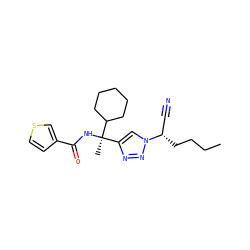 CCCC[C@@H](C#N)n1cc([C@@](C)(NC(=O)c2ccsc2)C2CCCCC2)nn1 ZINC000014971075