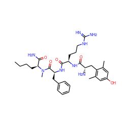 CCCC[C@@H](C(N)=O)N(C)C(=O)[C@H](Cc1ccccc1)NC(=O)[C@@H](CCCNC(=N)N)NC(=O)[C@@H](N)Cc1c(C)cc(O)cc1C ZINC000095579201
