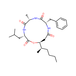 CCCC[C@@H](C)[C@@H]1CC(=O)N[C@@H](Cc2ccccc2)C(=O)N[C@@H](C)C(=O)N[C@@H](CC(C)C)C(=O)O1 ZINC000014858885