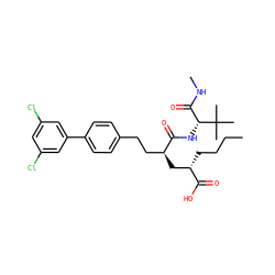 CCCC[C@@H](C[C@@H](CCc1ccc(-c2cc(Cl)cc(Cl)c2)cc1)C(=O)N[C@H](C(=O)NC)C(C)(C)C)C(=O)O ZINC000025989872